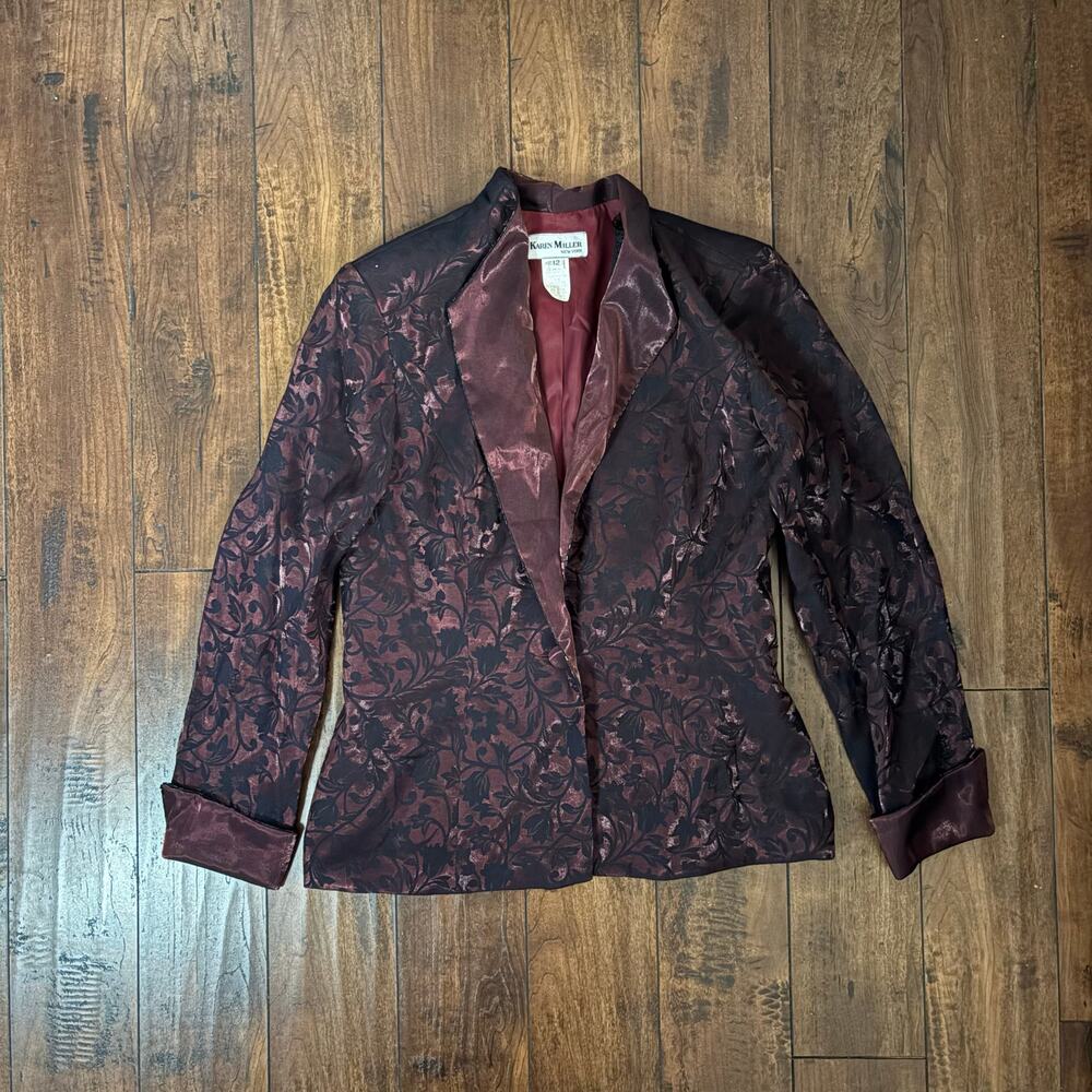 Vintage Karen Miller New York Blazer Womens Size 12 Red Velvet Similar Career